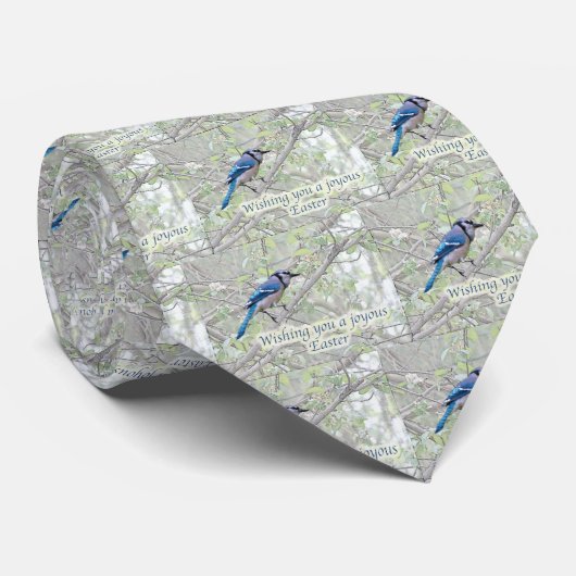 Joyous Easter Blue Jay Songbird Stropdas (Opgerold)
