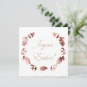 Joyous Easter Bunny Elegant Roos Gold Pasen Feestdagenkaart (Staand voorkant)