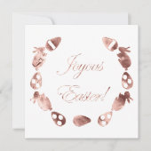Joyous Easter Bunny Elegant Roos Gold Pasen Feestdagenkaart (Voorkant)