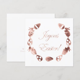 Joyous Easter Bunny Elegant Roos Gold Pasen Feestdagenkaart