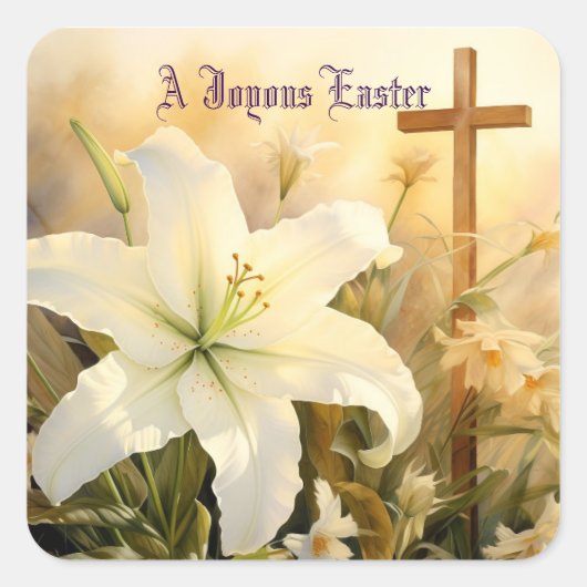 Joyous Easter Cross Sticker (Voorkant)