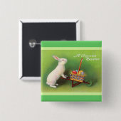 Joyous Easter Rabbit Basket Eggs Vierkante Button 5,1 Cm (Voorkant /achterkant)