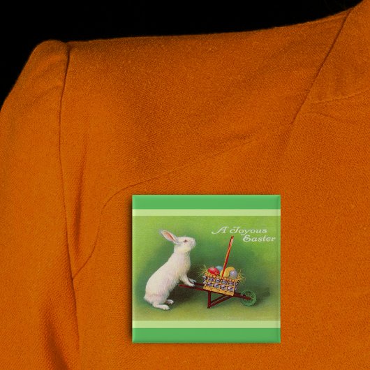 Joyous Easter Rabbit Basket Eggs Vierkante Button 5,1 Cm