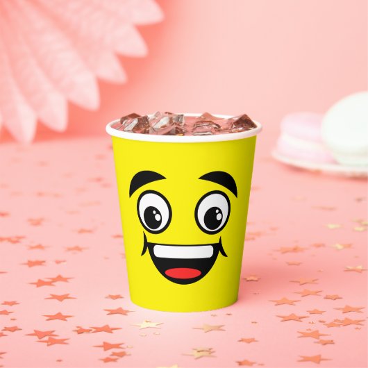 Joyous Emoji Face Personal Paper Cups Papieren Bekers (Insitu)