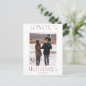 Joyous Feestdagen Rood Elegant Kerst Familie Foto Briefkaart (Staand voorkant)