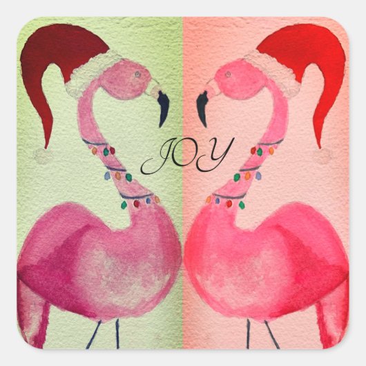 Joyous Flamingo Kerst stickers (Voorkant)
