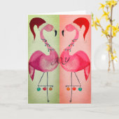 Joyous Flamingo kerstkaart: bikleurenkaart Kaart (Gele Bloem)