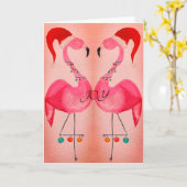 Joyous Flamingo kerstkaart: Roze Kaart (Gele Bloem)