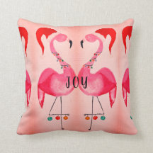 Joyous Flamingo KerstmisThrow Pillow
