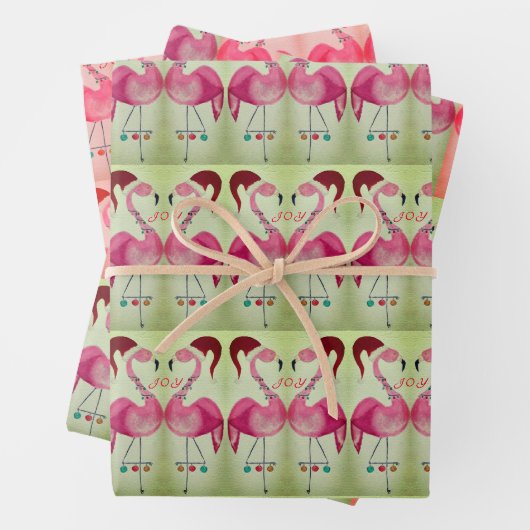Joyous Flamingo Wrapping Paper Sheet Reeks 3 (In situ)