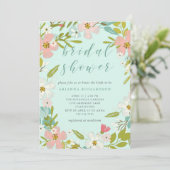 Joyous Floral op Mint Green | Vrijgezellenfeest Kaart (Staand voorkant)