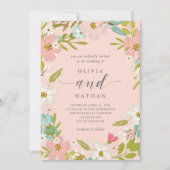 Joyous Floral op Roze | Uitnodiging tot weddenscha (Voorkant)