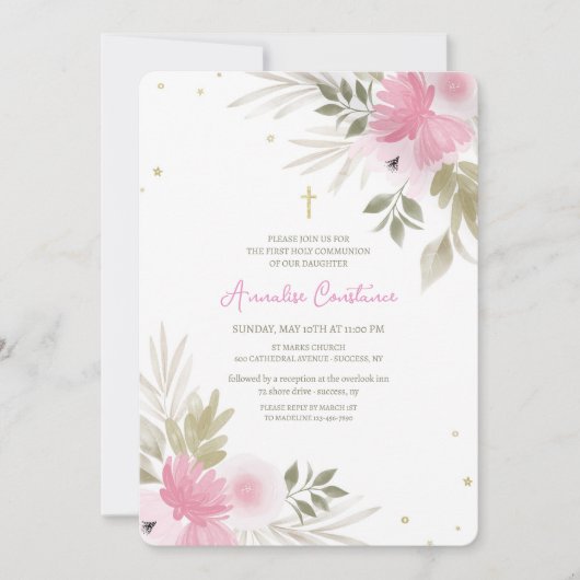 Joyous Floral Religious Invitation Kaart (Voorkant)