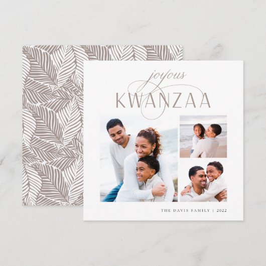 Joyous Flourish | 3 Foto Collage Kwanzaa Feestdagenkaart (Voorkant / Achterkant)