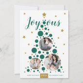 Joyous Green & Gold Pine Tree | Vakantieknopkaart Feestdagenkaart (Voorkant)