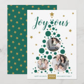 Joyous Green & Gold Pine Tree | Vakantieknopkaart Feestdagenkaart (Voorkant / Achterkant)