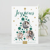 Joyous Green & Gold Pine Tree | Vakantieknopkaart Feestdagenkaart (Staand voorkant)