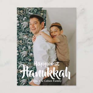 Joyous Hanukkah   Eenvoudige Chanoeka familie foto Feestdagenkaart