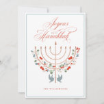 Joyous Hanukkah Festive Menorah Candle Foto Feestdagenkaart<br><div class="desc">Joyous Hanukkah, stuur je Hanukkah wensen naar je familie en vrienden met onze prachtige aanpasbare fotokaart. Ons ontwerp is voorzien van onze prachtige, handgetekende menorakaars in faux roos goud met prachtige feestbloemen en bladeren. Doven zijn ook ingebouwd in dit prachtige, op Hanukkah geïnspireerde ontwerp. "Joyous Hanukkah" is geschreven in een...</div>