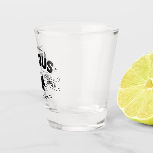 Joyous Holiday Season Fir Trees B&W ID580 Shot Glas (Rechts)