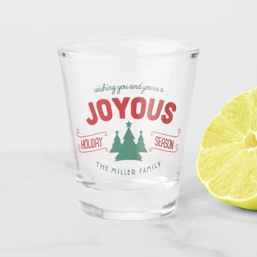 Joyous Holiday Season Fir Trees Red/Green ID580 Shot Glas (Voorkant)