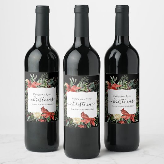 Joyous kerstFeestdagen Red Kardinaal Wine Label Wijn Etiket (Flessen)