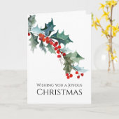 Joyous Kerstmis van de Twijg van de Hulst van de Kaart (Gele Bloem)