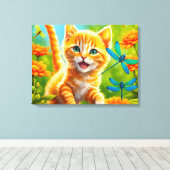 Joyous Kitten Canvas Afdruk (Insitu (Houten vloer))