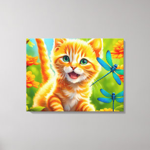 Joyous Kitten Canvas Afdruk