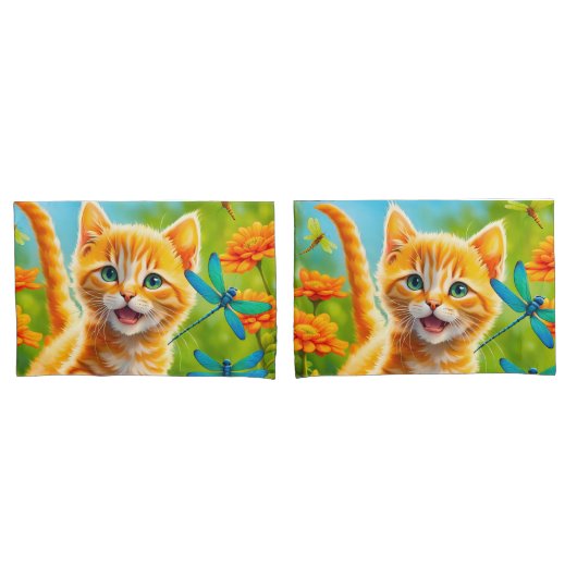 Joyous Kitten Kussensloop (Voorkant-Set)