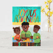 Joyous Kwanzaa Dad and Children met Kinara Kaart (Gele Bloem)