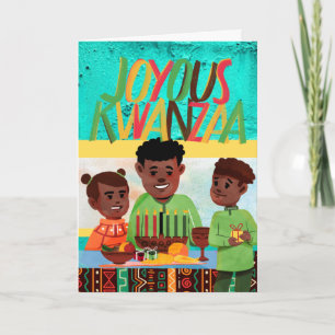 Joyous Kwanzaa Dad and Children met Kinara Kaart
