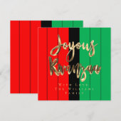 Joyous Kwanzaa Elegant Script rood zwart groen Feestdagenkaart (Voorkant / Achterkant)