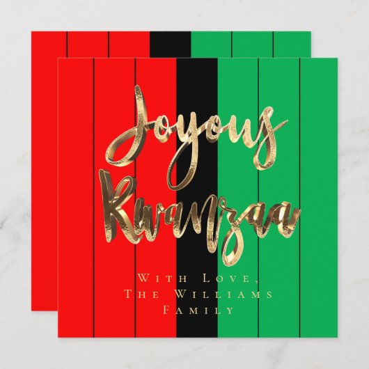 Joyous Kwanzaa Elegant Script rood zwart groen Feestdagenkaart (Voorkant / Achterkant)