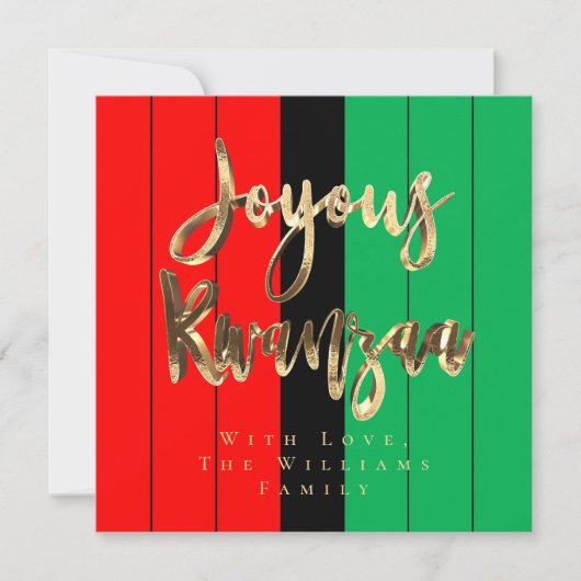 Joyous Kwanzaa Elegant Script rood zwart groen Feestdagenkaart (Voorkant)