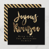 Joyous Kwanzaa Elegant Zwart en Goud Look Script Feestdagenkaart (Voorkant / Achterkant)