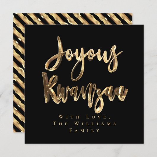 Joyous Kwanzaa Elegant Zwart en Goud Look Script Feestdagenkaart (Voorkant / Achterkant)