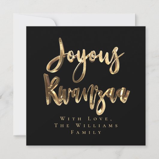 Joyous Kwanzaa Elegant Zwart en Goud Look Script Feestdagenkaart (Voorkant)