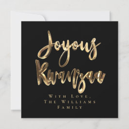Joyous Kwanzaa Elegant Zwart en Goud Look Script Feestdagenkaart