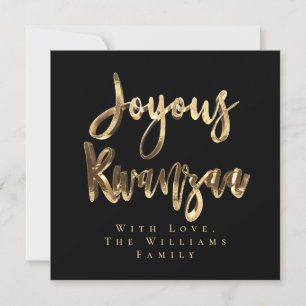 Joyous Kwanzaa Elegant Zwart en Goud Look Script Feestdagenkaart