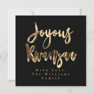 Joyous Kwanzaa Elegant Zwart en Goud Look Script Feestdagenkaart