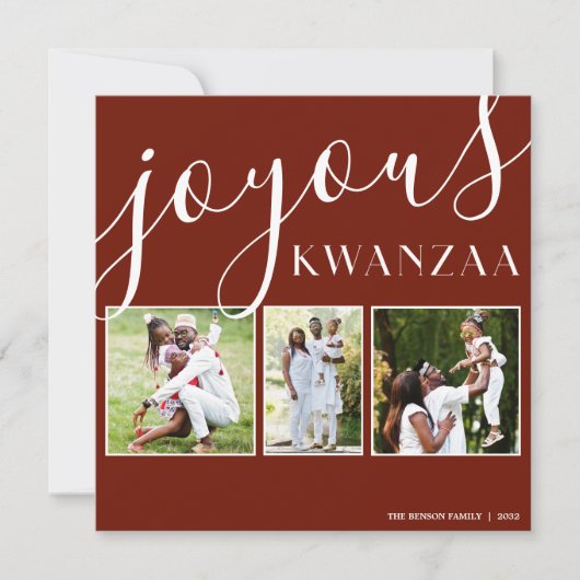 Joyous Kwanzaa Foto 3 Collage Feestdagenkaart (Voorkant)