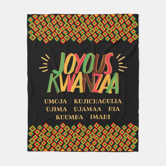 Joyous Kwanzaa met Nguzo Saba Fleece Deken (Voorkant)