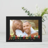 Joyous Kwanzaa Modern geletterd type foto Feestdagenkaart (Staand voorkant)