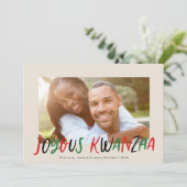 Joyous Kwanzaa Modern geletterd type foto Feestdagenkaart (Staand voorkant)