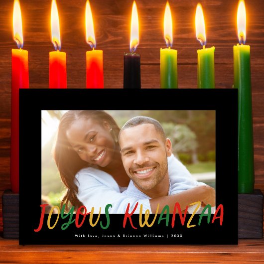 Joyous Kwanzaa Modern geletterd type foto Feestdagenkaart