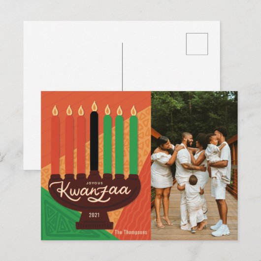 Joyous Kwanzaa Photo Holiday Design Feestdagenkaart (Voorkant / Achterkant)