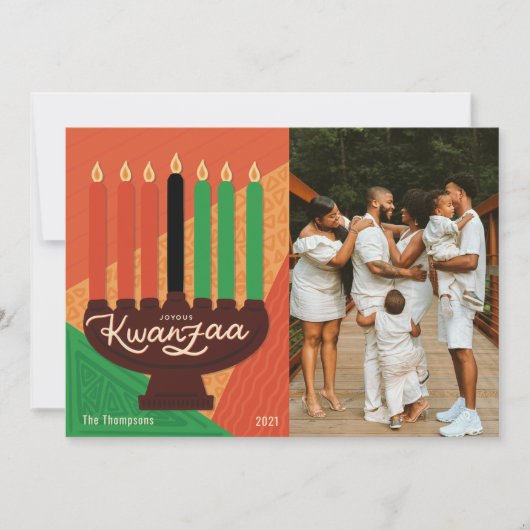 Joyous Kwanzaa Photo Holiday Design Feestdagenkaart (Voorkant)