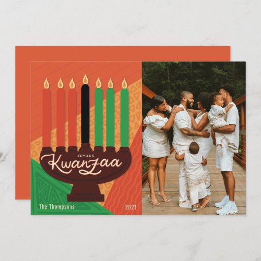 Joyous Kwanzaa Photo Holiday Design Feestdagenkaart (Voorkant / Achterkant)