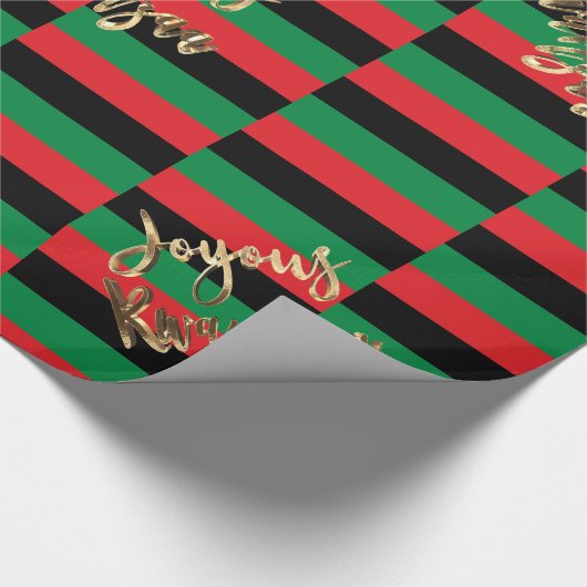 Joyous Kwanzaa RBG UNIA Afro-American Flag Wrappin Cadeaupapier (Hoek)